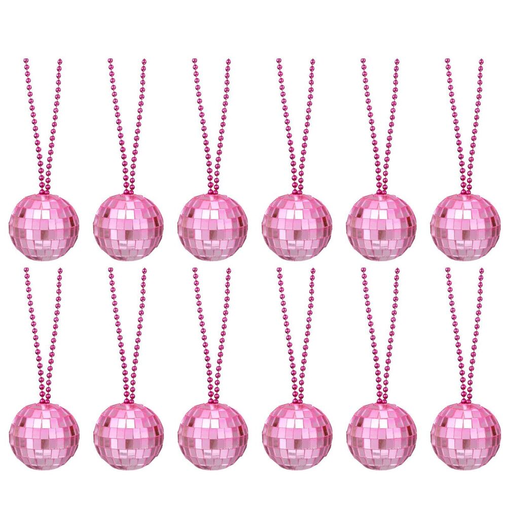 6798 12 Pcs Mirror Disco Ball Necklaces 1.6" Bulk Disco Ball
